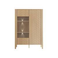 VITRINE Malumi MM03 2D mit weißer LED Beleuchtung - Eichefarben/Naturfarben, Holzwerkstoff/Metall (103/146/41cm) - MIRJAN24