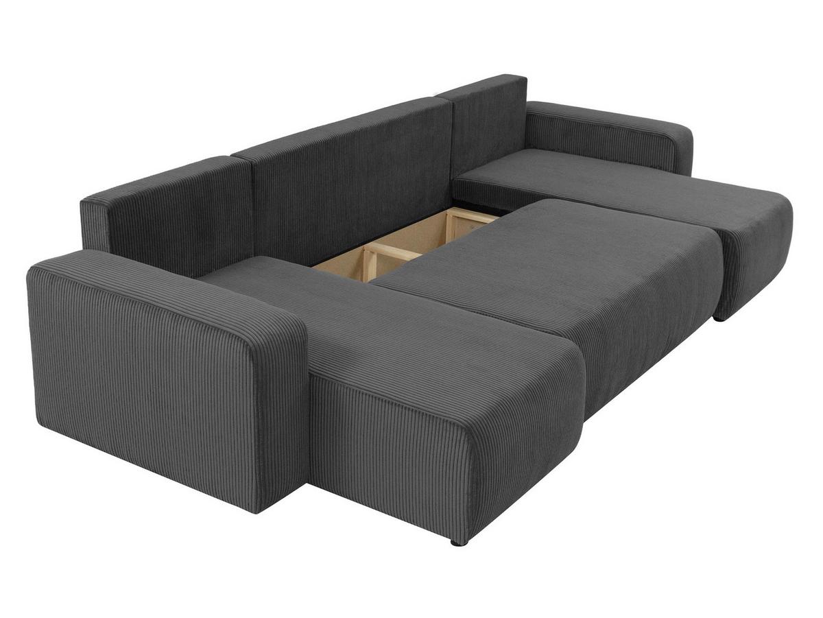 WOHNLANDSCHAFT Piano U Cord - Schwarz/Grau, Holz/Kunststoff (312/82/145cm) - MIRJAN24