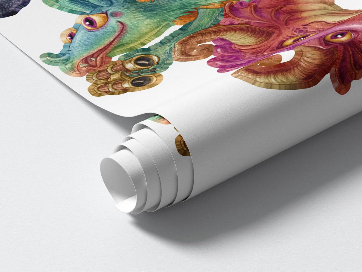 WANDAUFKLEBER 80x107cm - Drachen-Märchenfamilie - Multicolor, Kunststoff (80/107/0.1cm) - Wallfluent
