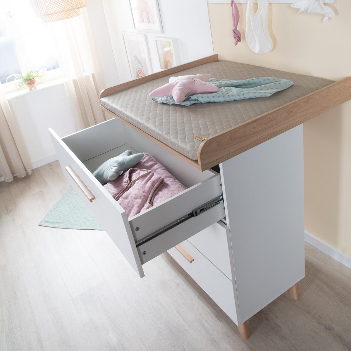 WICKELKOMMODE Leon mit 3 Schubladen - Honigeiche/Weiß, Holz/Holzwerkstoff (89/98/76cm) - Roba
