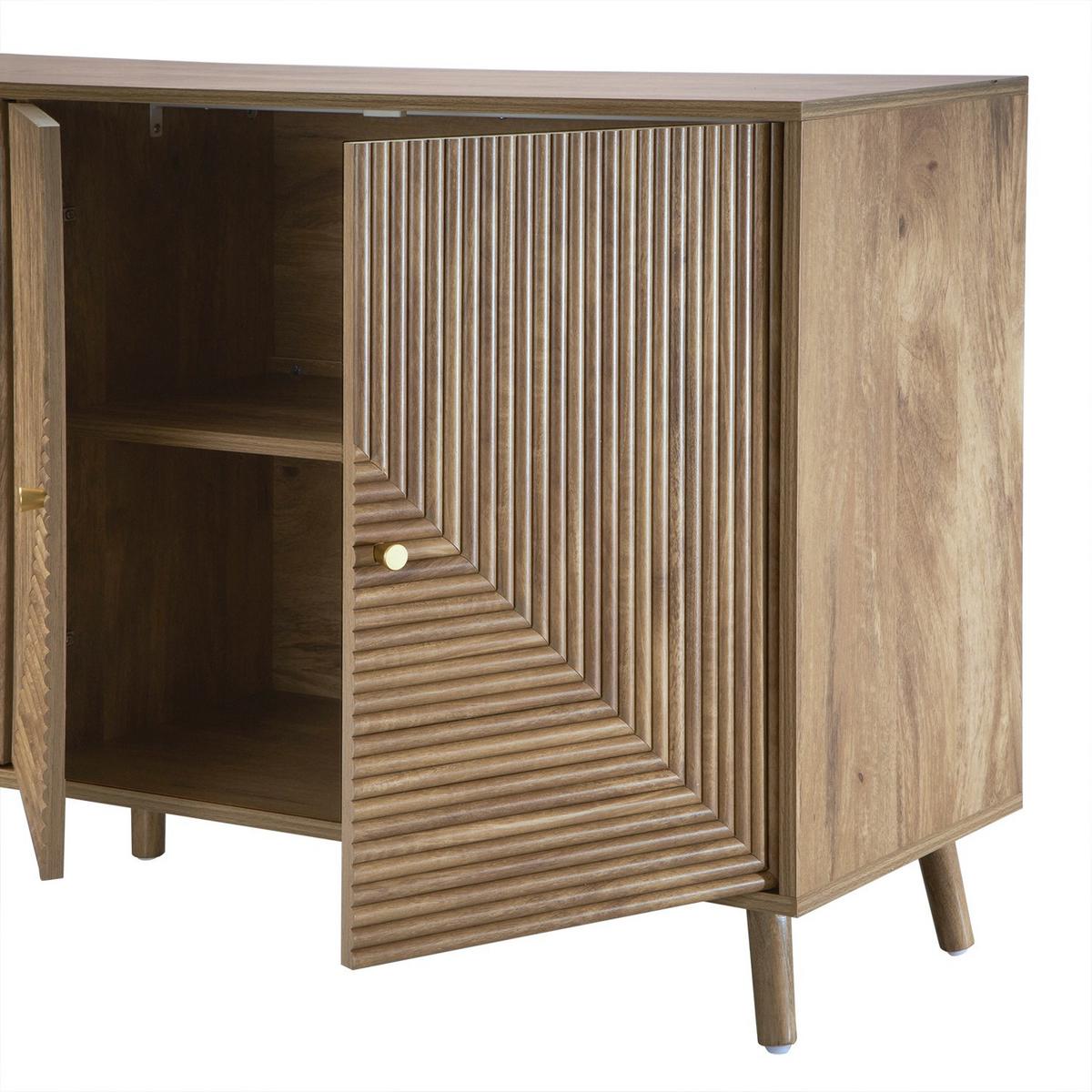 BUFFET mit 4 Türen, laminierten Fronten 39/75/156,5 cm - Eschefarben, Holzwerkstoff (39/75/45cm) - Calicosy