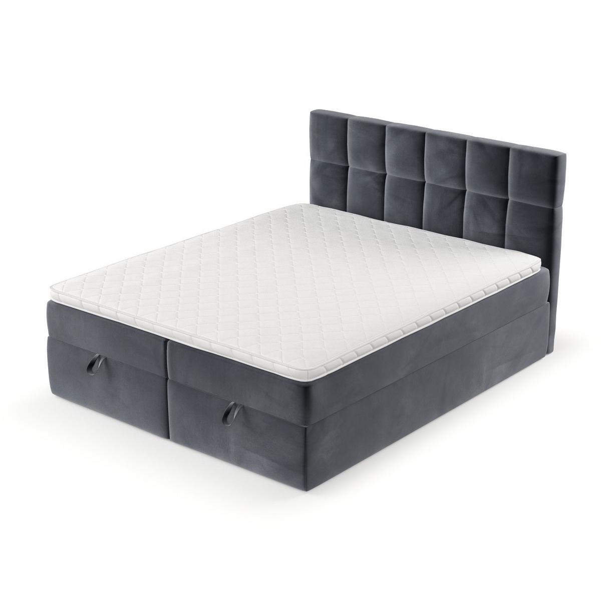 BOXBETT Savio 140/200 cm Dunkelgrau im Kronos Stoff - Dunkelgrau/Schwarz, Holz/Holzwerkstoff (140/200cm) - AltaBeds