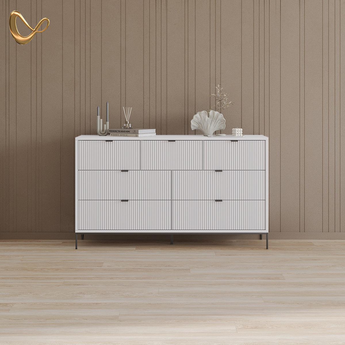 SIDEBOARD Aterno Weiß 42 x 81 cm mit 7 Schubladen - Weiß, Holzwerkstoff (42/81/140cm) - Livinity®