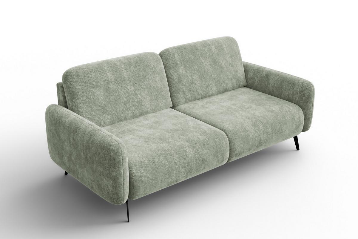 SOFA FEBE 3-Sitzer, hellgrüner Chenille-Stoff - Schwarz/Hellgrün, Holz/Textil (190/82/96cm) - Wozimo