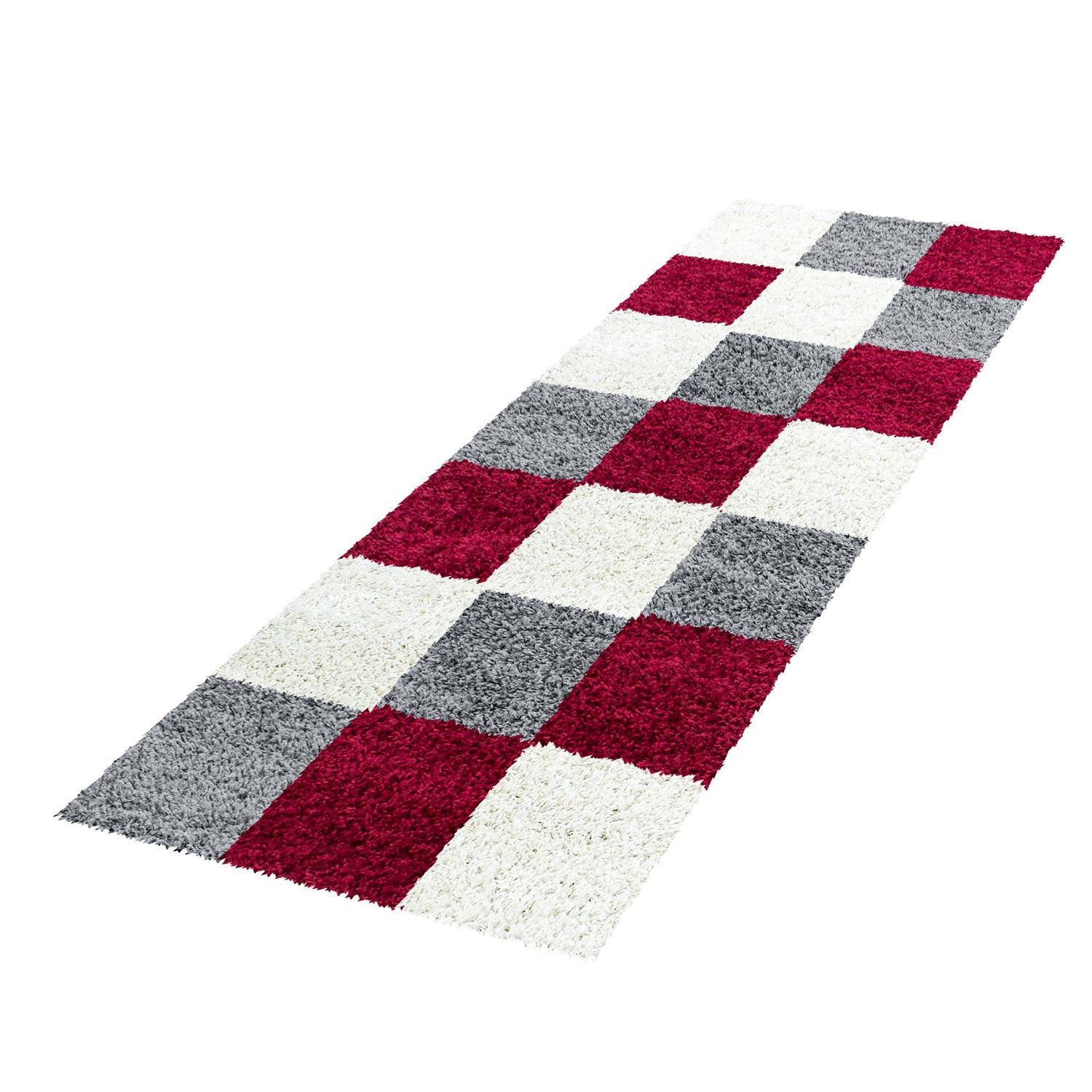 HOCHFLORTEPPICH RHEIN, kariert, Rot, 80 x 250 cm - Rot, Textil (250/80cm) - KADIMA DESIGN