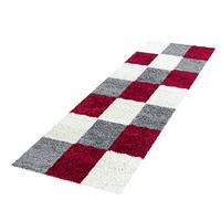 HOCHFLORTEPPICH RHEIN, kariert, Rot, 80 x 250 cm - Rot, Textil (250/80cm) - KADIMA DESIGN
