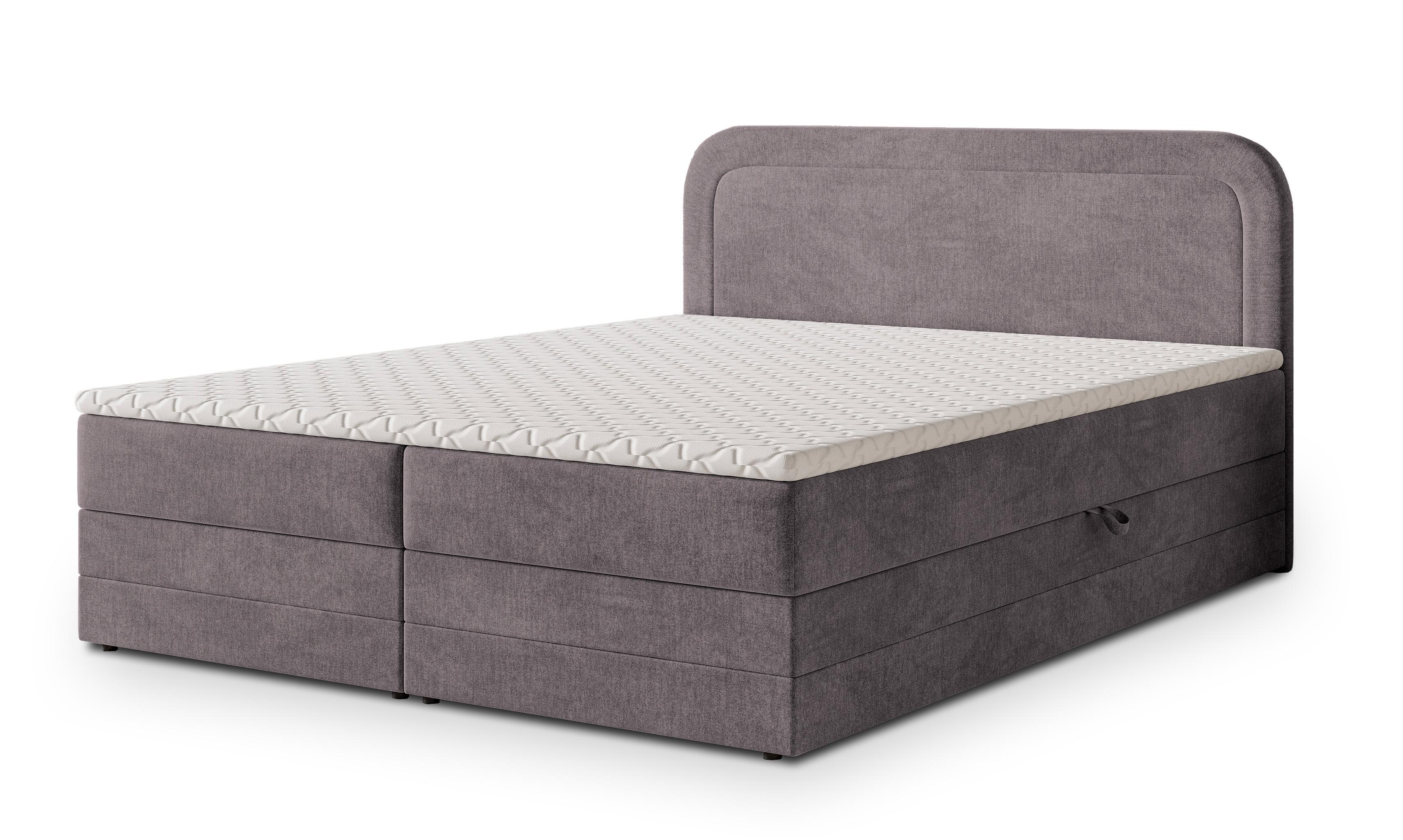 BOXBETT ARMEL 140x200 cm mit Matratze und Topper - Lila - Lila, Holz (140/200cm) - MASSENO