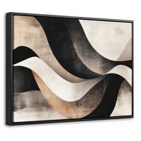 LEINWAND Bilder mit Rahmen - Abstrakt - Wellen - Schwarz - Verwittert - 40x30 - Trüffeleichefarben, Textil (40/30cm) - MuchoWow