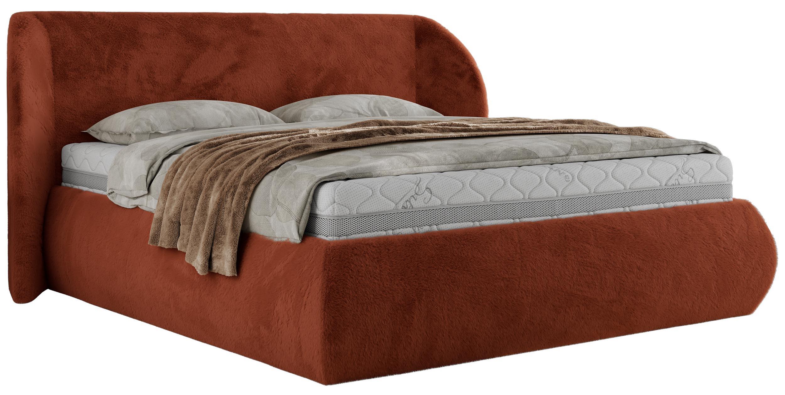 POLSTERBETT CAELA CLASSIC 180/200 - Orange Plüsch - ohne Matratze - Orange, Textil (180/200cm) - MKS