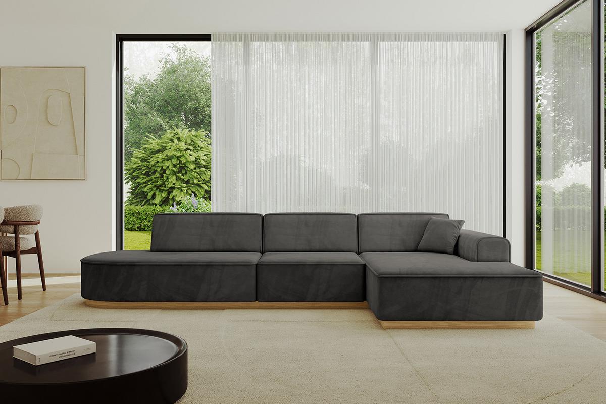 ECKSOFA Ottomane Rechts IREA-L2-v2 - 327x165x80 cm Ecru - Anthrazit, Holzwerkstoff/Textil (327/165cm) - ALTDECOR