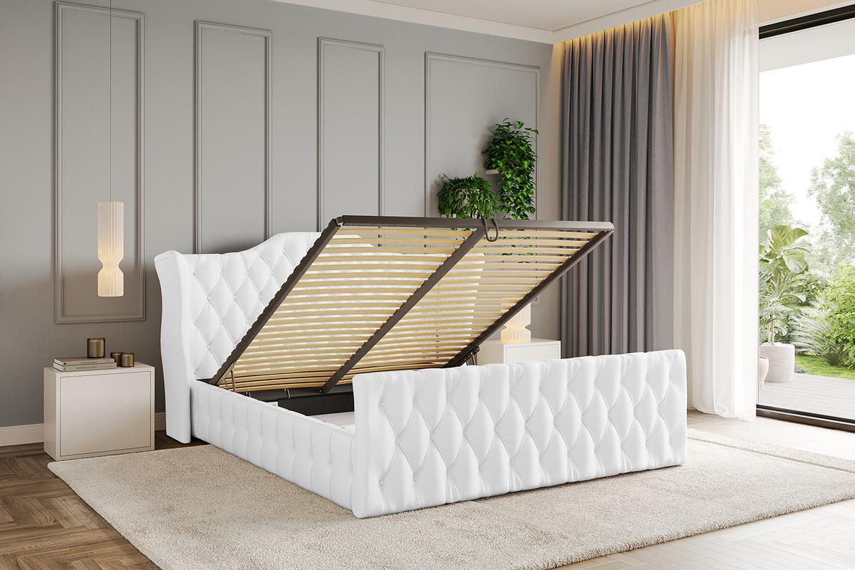 POLSTERBETT mit Bettkasten, Fußteil und Lattenrost, Boxbett mit Matratze H3/H4 - MODY-Z 120x200 Weiß Kunstleder - Weiß Hochglanz, Holzwerkstoff/Textil (120/200cm) - ALTDECOR