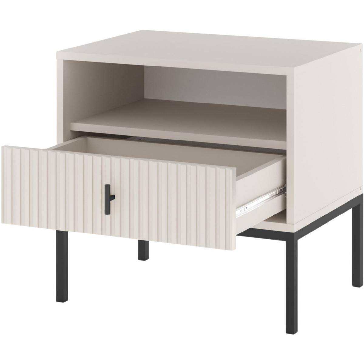 NACHTTISCH Marvello mit 1 Schublade, Kaschmir+Schwarz - Kaschmir/Schwarz, Holzwerkstoff/Metall (54/52/39cm) - Beautysofa
