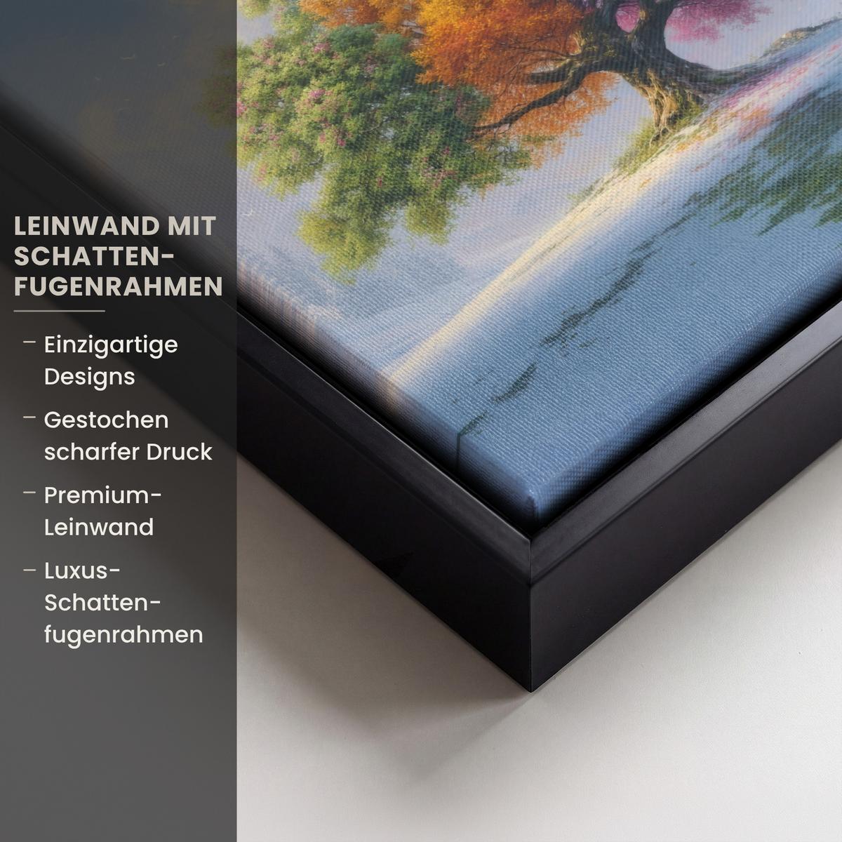 LEINWAND Bilder mit Rahmen - Baum - Jahreszeiten - Winter - Landschaft - 20x20 - Multicolor, Textil (20/20cm) - MuchoWow