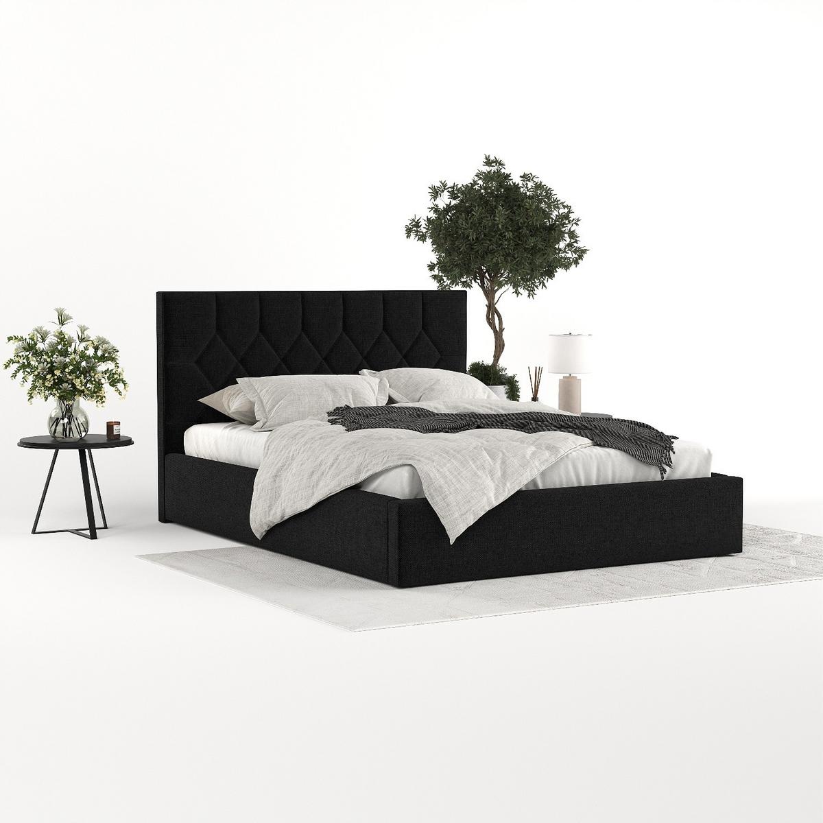 POLSTERBETT Brisa 140/200 cm Schwarz im Inari Stoff - Schwarz/Naturfarben, Holz/Holzwerkstoff (140/200cm) - AltaBeds