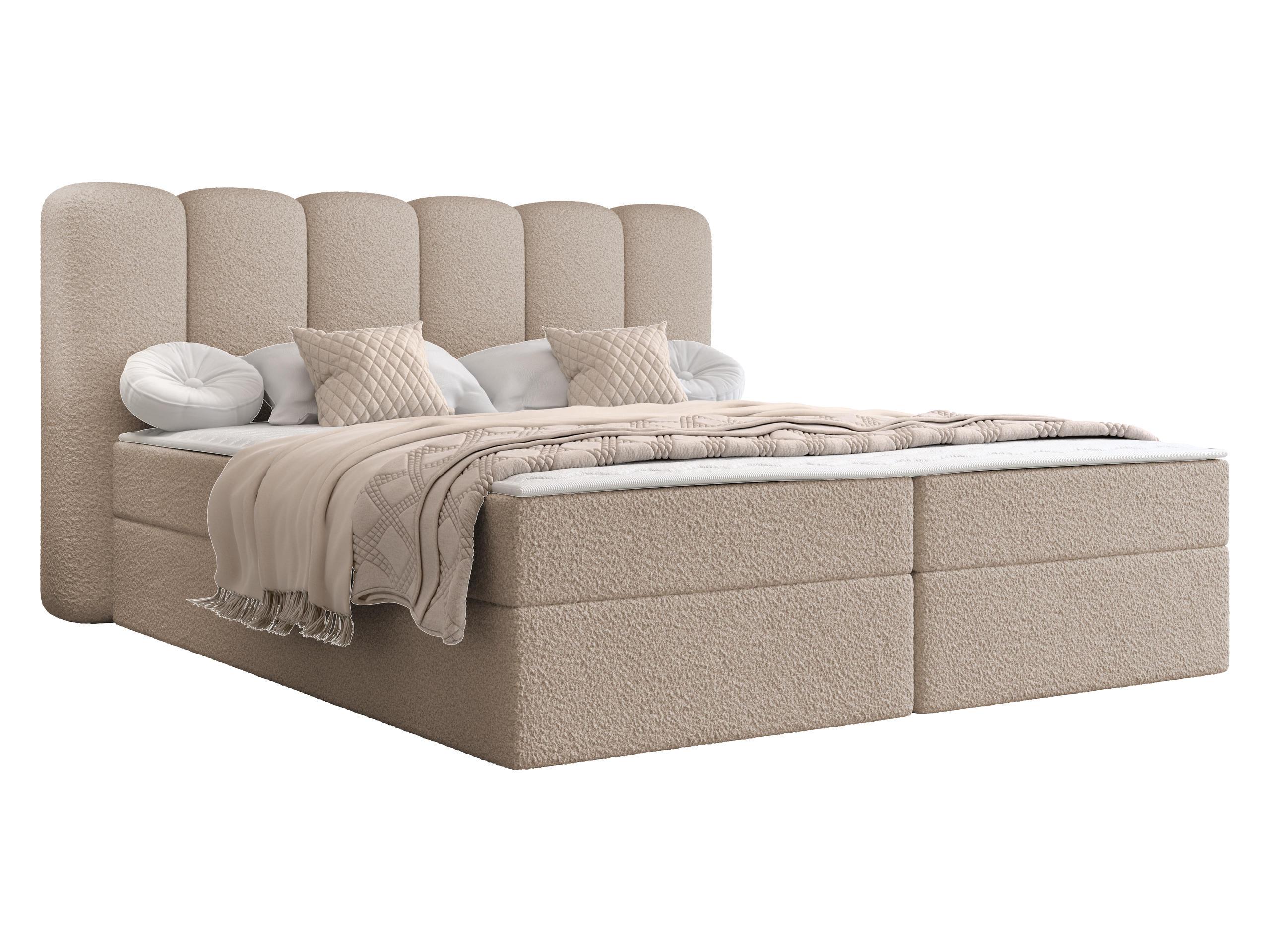 BOXBETT Softi 1 Boucle - H3 - Beige/Schwarz, Holz/Holzwerkstoff (160/200cm) - MIRJAN24