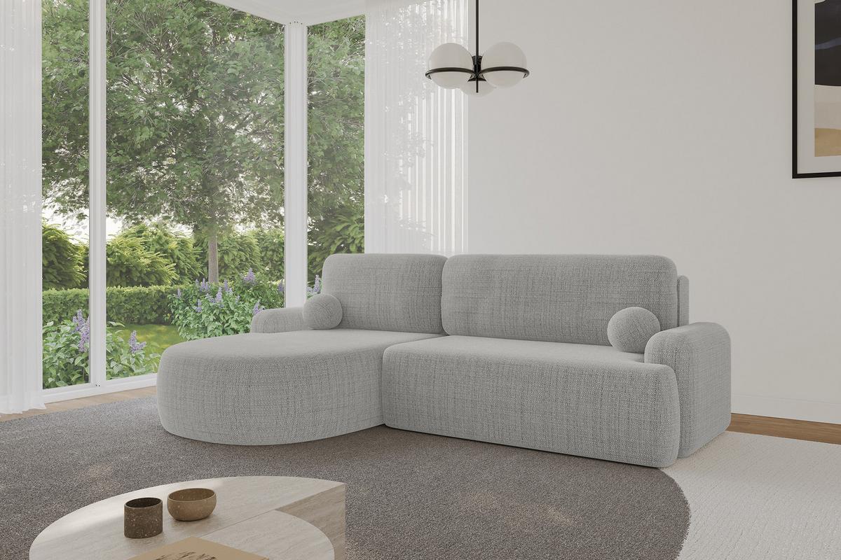 ECKSOFA mit Schlaffunktion und Bettkasten LIRA-L - 264x172x89 Hellgrau - Hellgrau, Holzwerkstoff/Textil (264/172cm) - ALTDECOR