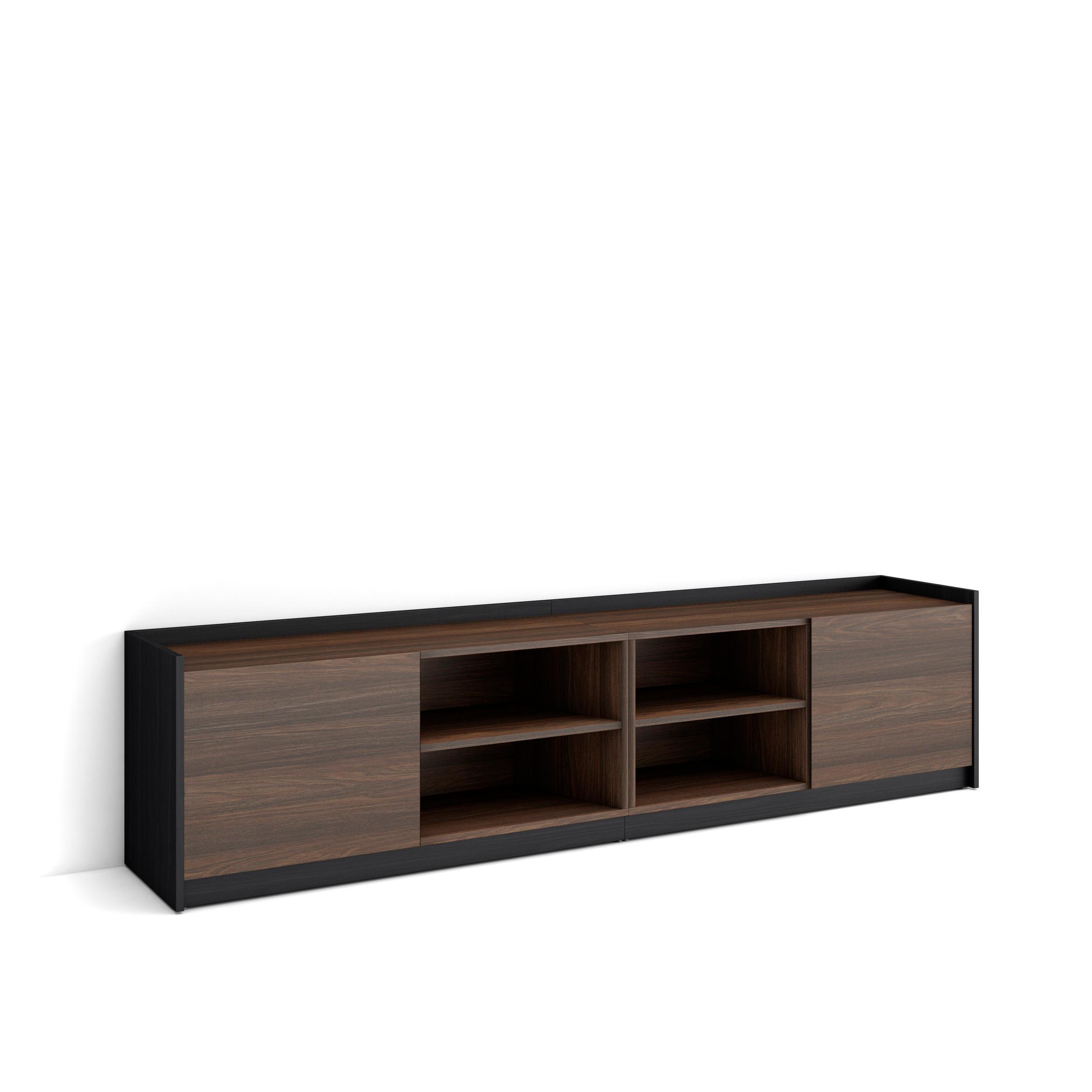 LOWBOARD, 207x37x50 cm, Für TV-Geräte bis zu 80", Fernsehtisch, Dunkler Eiche und Schwarz - Dunkelbraun, Holzwerkstoff (207/50/37cm) - Skraut Home
