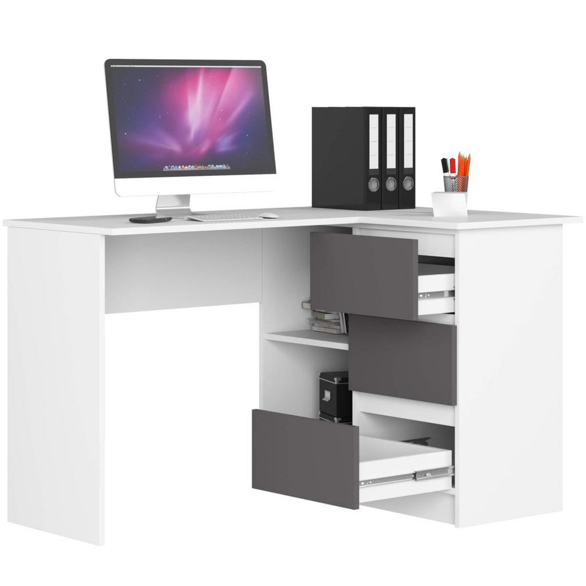 SCHREIBTISCH Weiß, Graphit Grau 77/124/85 - Weiß, Holzwerkstoff (120/53.6/77cm) - RAUMHIRSCH FURNITURE