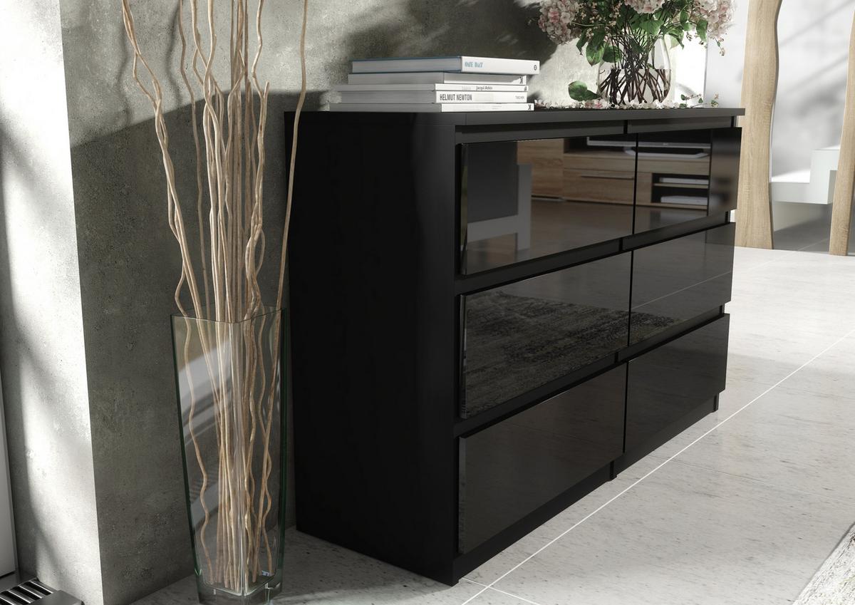 KOMMODE Schwarz, Hochglanz 139/79/39 - Schwarz Hochglanz/Schwarz, Holzwerkstoff (139/79/39cm) - RAUMHIRSCH FURNITURE