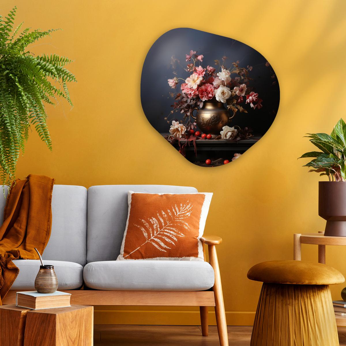 WANDBILD Stilleben - Blumen - Rosen - Blumenstrauß - Vase Wandbild 60x60 cm - Dunkelbraun, Kunststoff (60/60cm) - MuchoWow