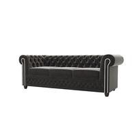 CHESTERFIELD-SOFA 3-Sitzer mit Schlaffunktion Nyx Schwarz Samt - Schwarz/Braun, Holz/Textil (203/28/86cm) - S-Style Möbel