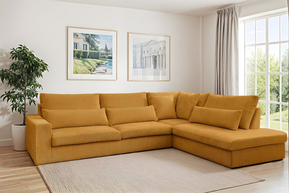ECKSOFA Thora - Gelb, Holzwerkstoff/Textil (315/245cm) - Fun Möbel