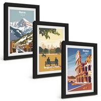 BILDER SET 3er Set - 20x30 cm Schwarzer Rahmen - Ouray Mountains London Coliseum - Schwarz, Kunststoff (20/30cm) - TULUP