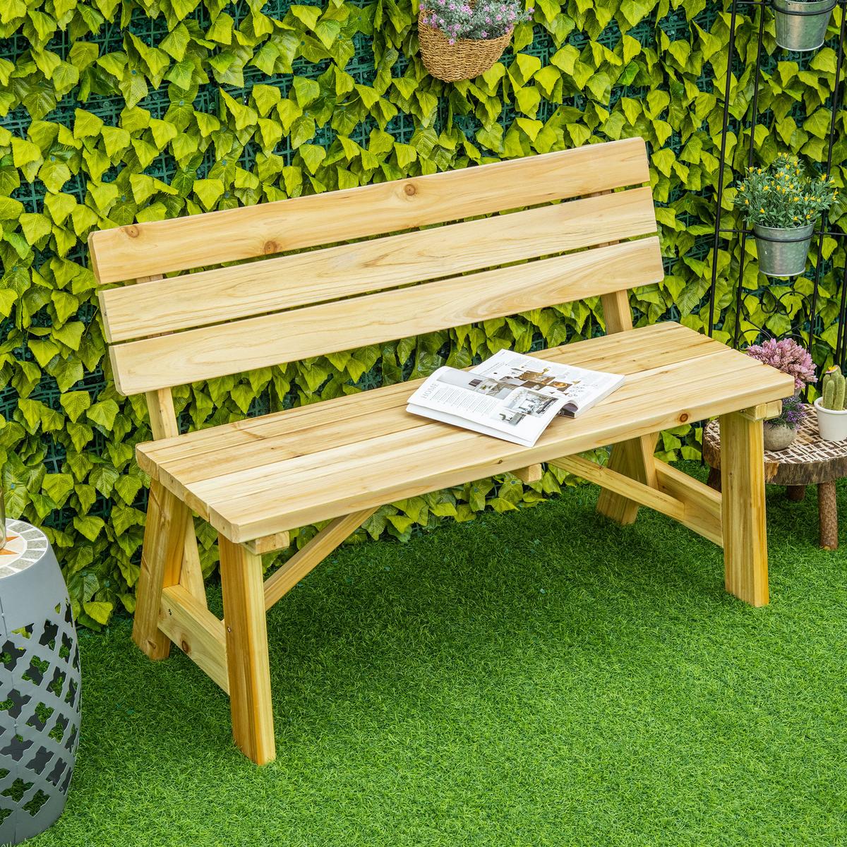 PARKBANK, 2-Sitzer, 116 x 56 x 80 cm, Massivholz, Naturholz - Eukalyptusholzfarben, Holz (56/80/116cm) - Outsunny