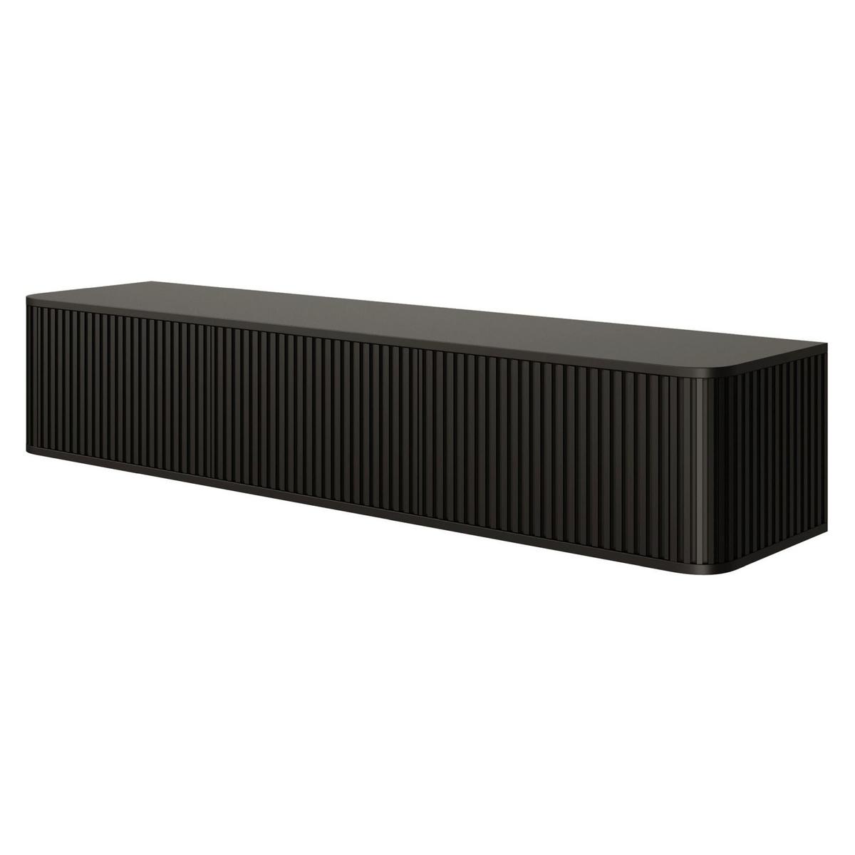 TV-HÄNGEBOARD Ovarlo Schwarz mit geriffelten Fronten 163 cm - Schwarz, Holzwerkstoff (163.2/31.2/38cm) - Selsey