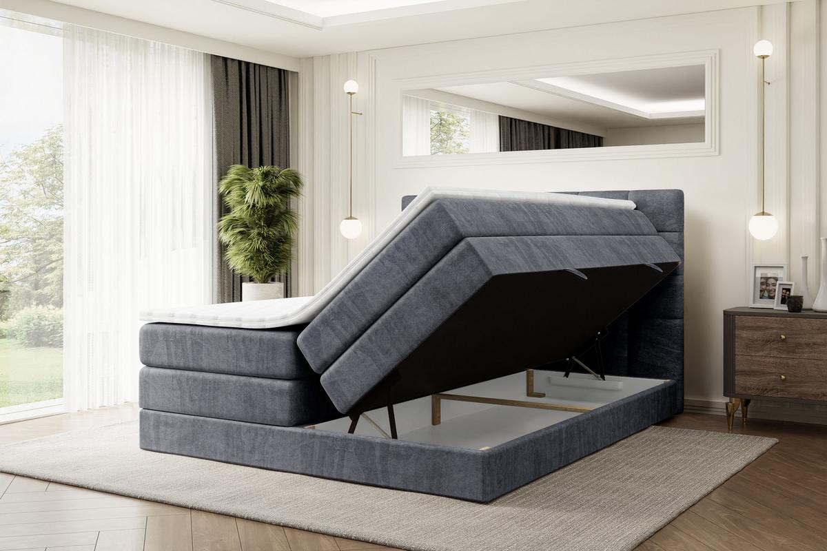 BOXSPRINGBETT BRUGO KING - 140 x 200 - H3/H4 - Dunkelgrau - Dunkelgrau, Holzwerkstoff (140/200cm) - ALTDECOR