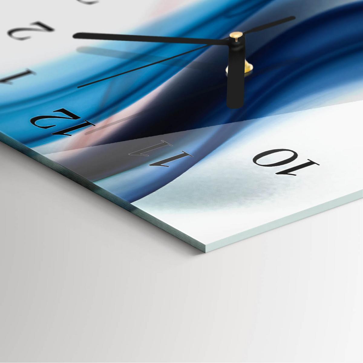 WANDUHR aus Glas 30x60 cm - Abstrakter Rauch - Blau, Glas (30/60/0.4cm) - TULUP
