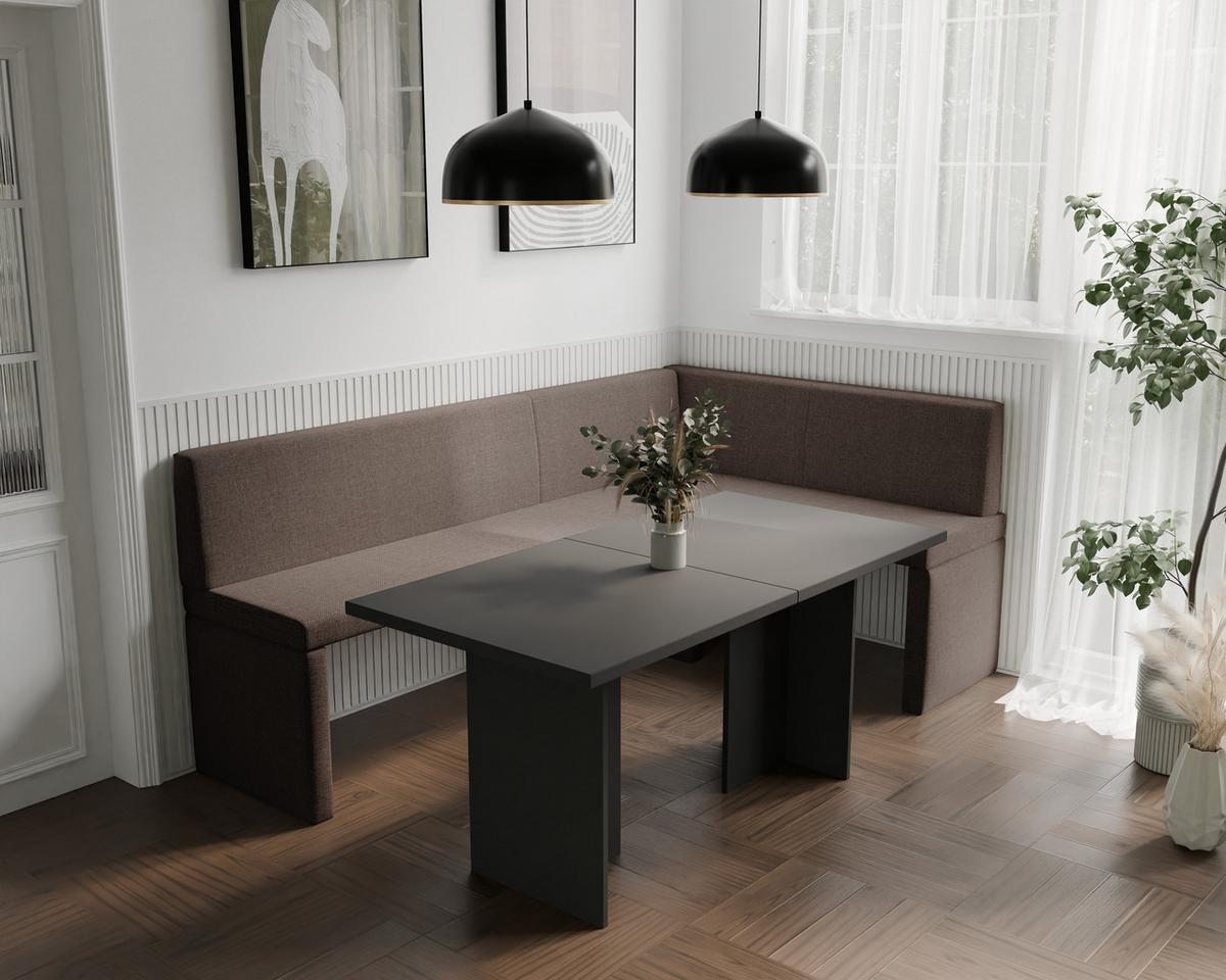ECKBANK rechts OWEN Webstoff, 128/168 cm Braun - Braun, Holz/Textil (128/168cm) - Idohome