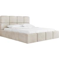 POLSTERBETT Tivio mit Bettkasten, Creme Samt 200x200 cm - Birkefarben/Creme, Holzwerkstoff/Kunststoff (200/200cm) - WFL GROUP