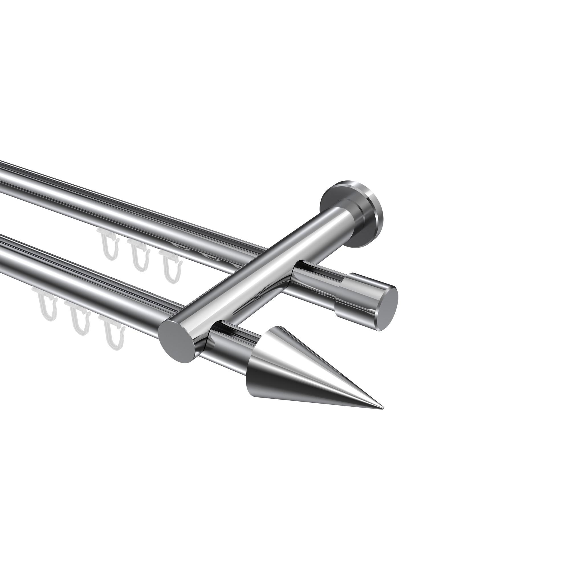 GARDINENSTANGE INNENLAUF Platon Savio 180 cm, 2-läufig, 20 mm Ø Chrom - Chromfarben, Metall (180cm) - INTERDECO