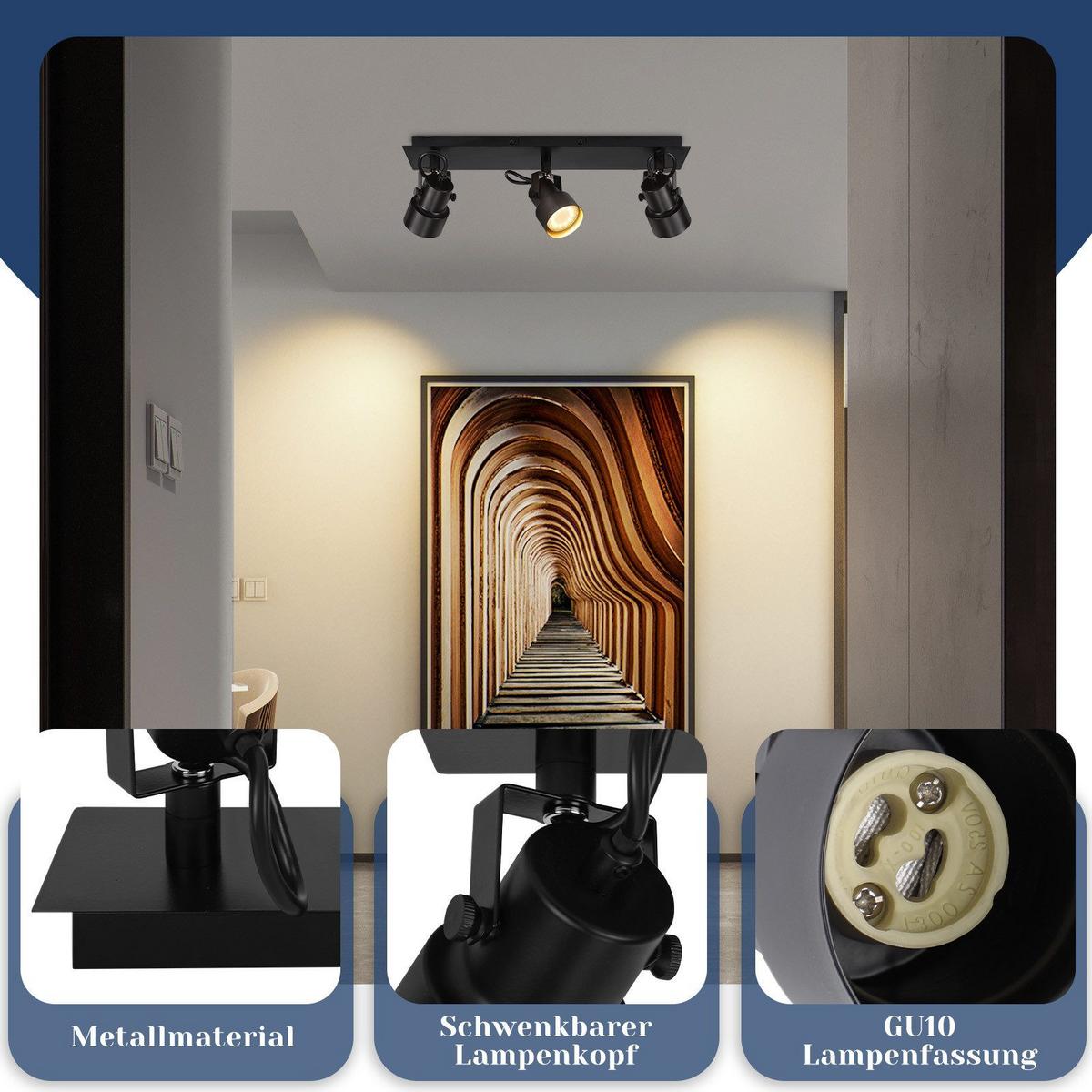 DECKENSTRAHLER Brilon 3-flammig 42/7/10.5cm - Schwarz, Metall (42/7/10.5cm) - Nettlife
