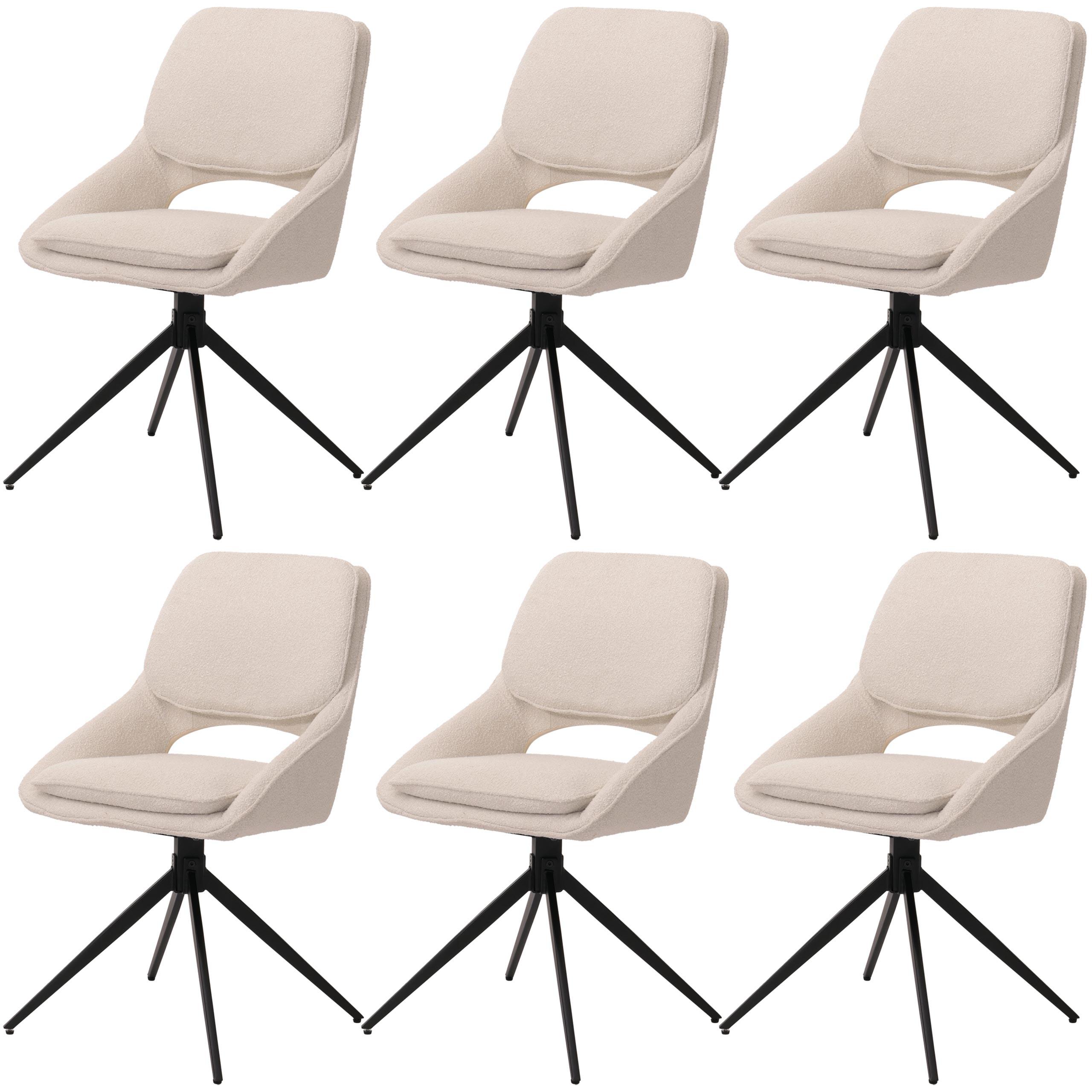 ESSZIMMERSTUHL Creme Weiß 6er-Set - Creme/Weiß, Textil (55/87/55cm) - MCW