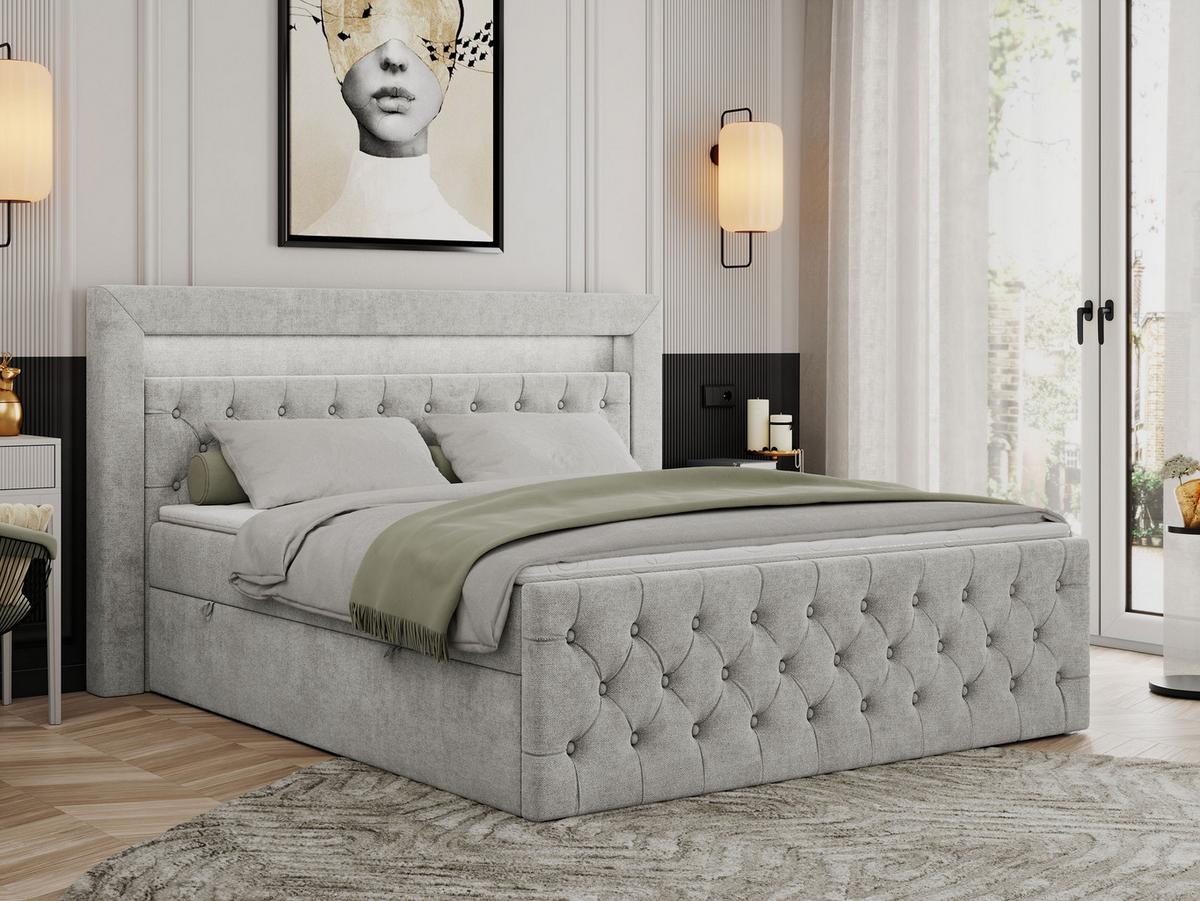 BOXBETT GOLD-9 LED 200/200 Hellgrau Struktur - H4 - Hellgrau, Holz/Textil (200/200cm) - MKS