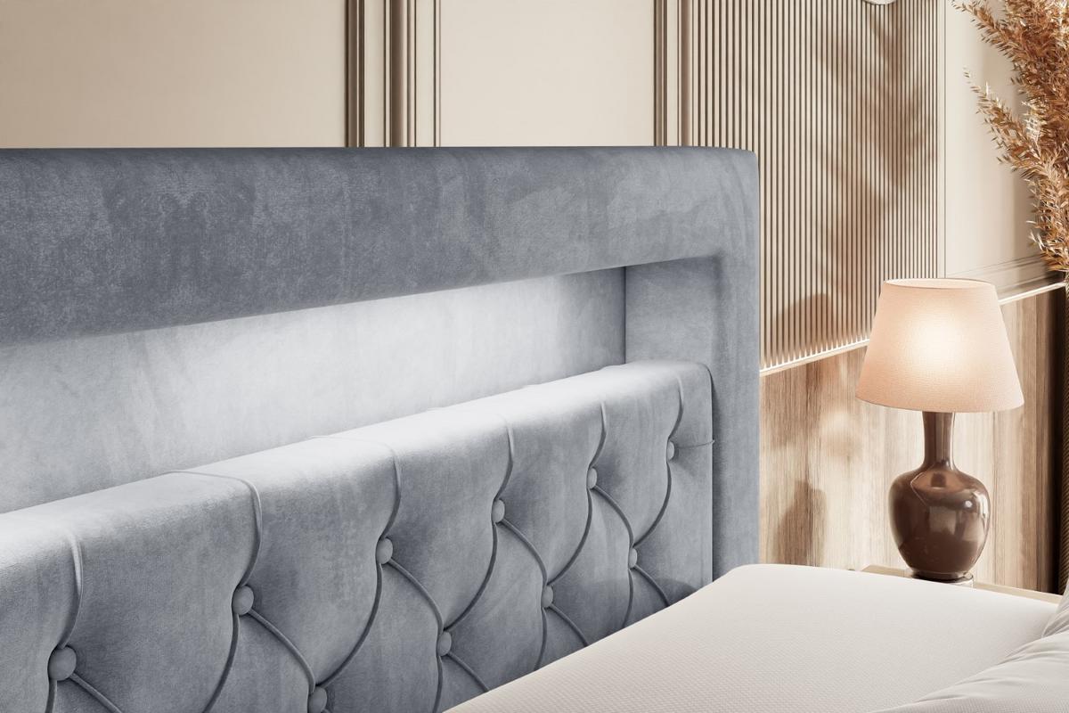 BOXSPRINGBETT NOEL GOLD KING - 180x200 - H3/H4 - Grau - Grau, Holzwerkstoff (180/200cm) - ALTDECOR