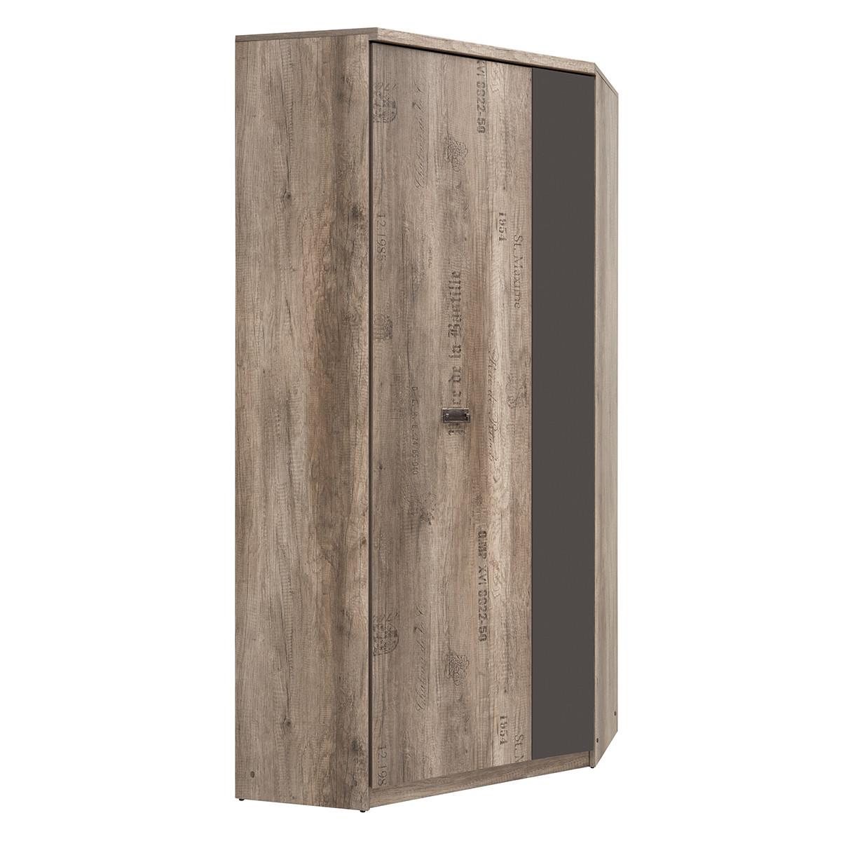 SCHRANK 2 Türen Abel Holz und Grau - Grau, Holzwerkstoff (95/205/95cm) - Petits-meubles