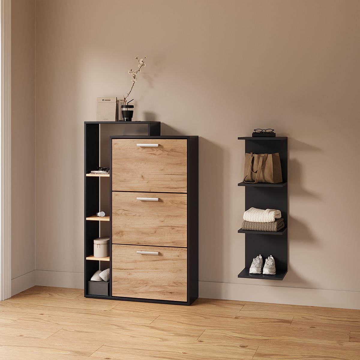 KLEIDERSCHRANK Trento Anthrazit mit 2 Schubladen - Anthrazit, Holzwerkstoff (100/200/50cm) - Livinity®