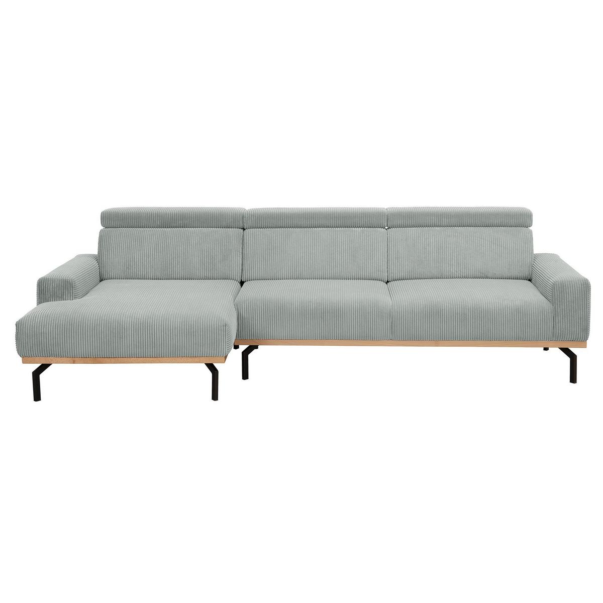 ECKSOFA mit Longchair links Katrien Cordstoff silber - Silberfarben, Kunststoff (135/280cm) - 58aufmkessel