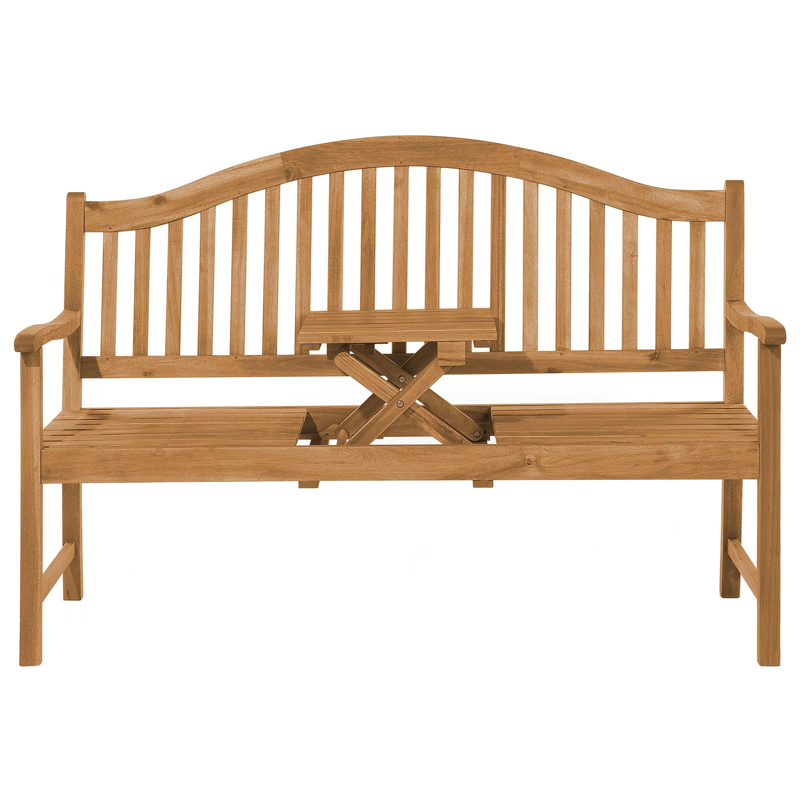 GARTENBANK Akazienholz hellbraun aufklappbarer Abstelltisch 150 cm Hilo - Hellbraun, Holz (150/102/54cm) - Beliani
