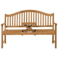 GARTENBANK Akazienholz hellbraun aufklappbarer Abstelltisch 150 cm Hilo - Hellbraun, Holz (150/102/54cm) - Beliani