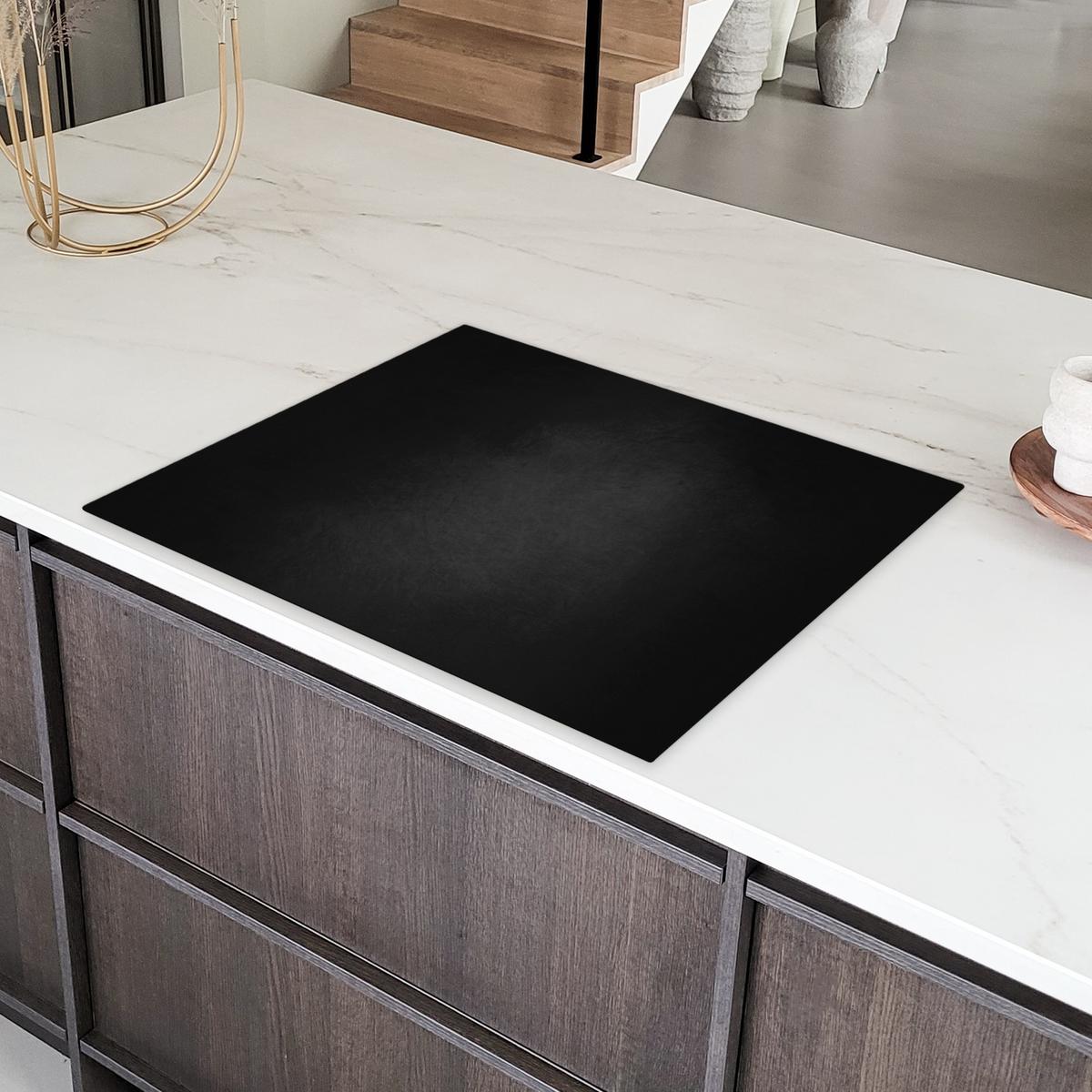 HERDABDECKPLATTE Beton - Schwarz - Grau - Strukturiert - Industriell Induktionsmatte 77x59 cm - Graphitfarben, Kunststoff (77/59/0.2cm) - MuchoWow