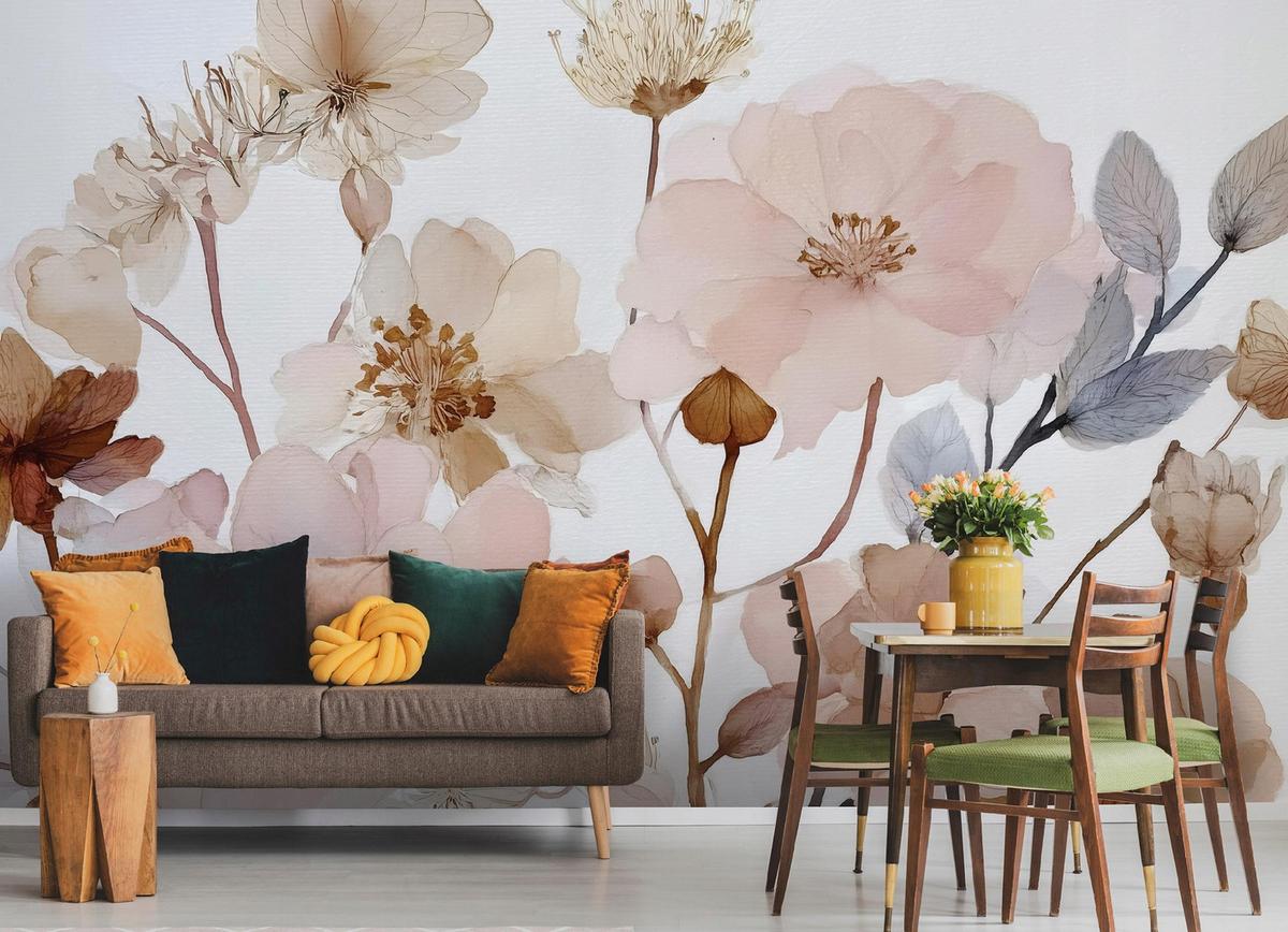 FOTOTAPETE Blumen Boho Beige 150x105 cm - Multicolor, Papier (150/105cm) - Wallarena