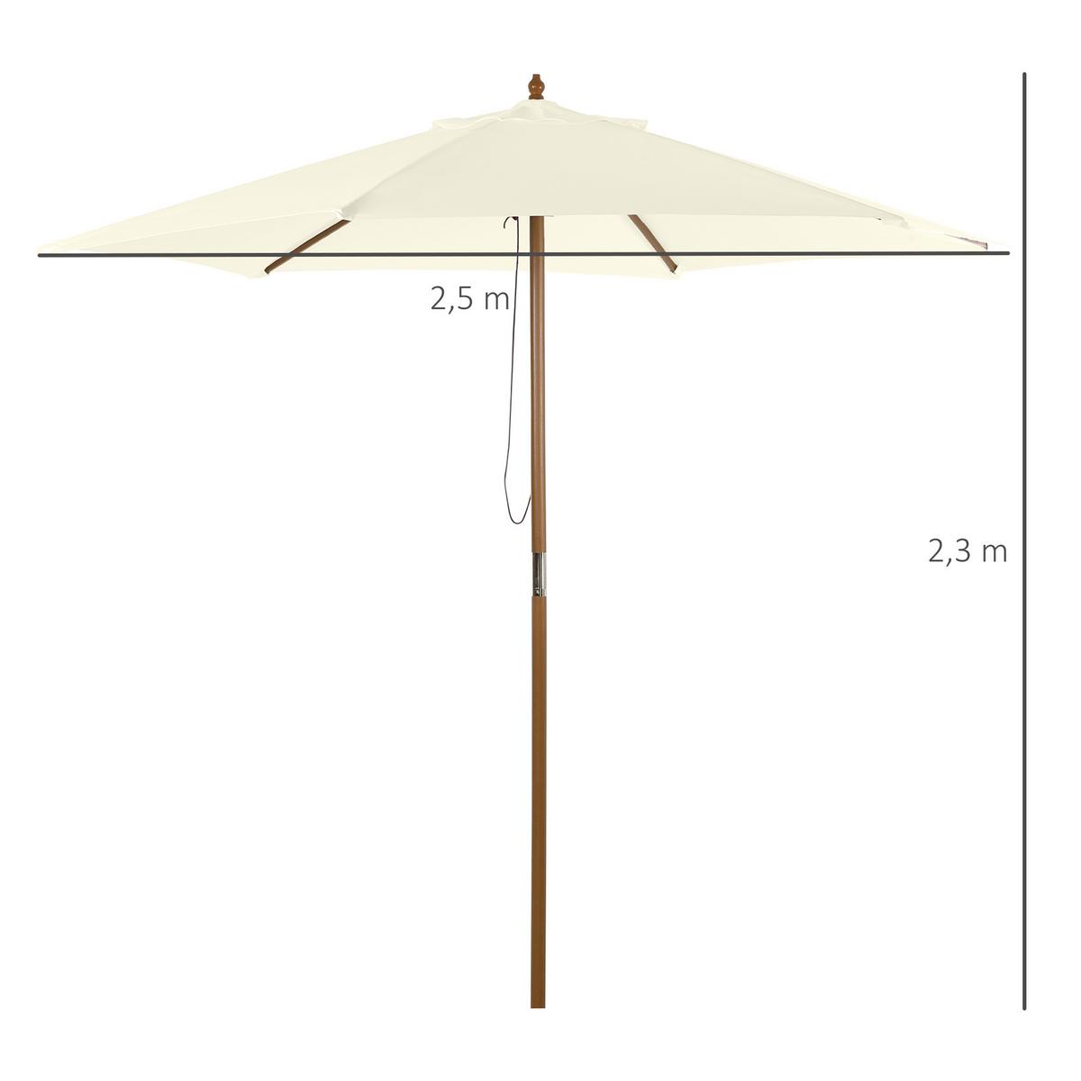 SONNENSCHIRM, Bambus, Tannenholz, Polyester, Weiß - Weiß, Holz (250/250cm) - Outsunny