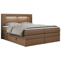 BOXSPRINGBETT GOLD-5 KING LED 120/200 Braun Kunstleder - H3 - Braun, Holz/Textil (120/200cm) - MKS