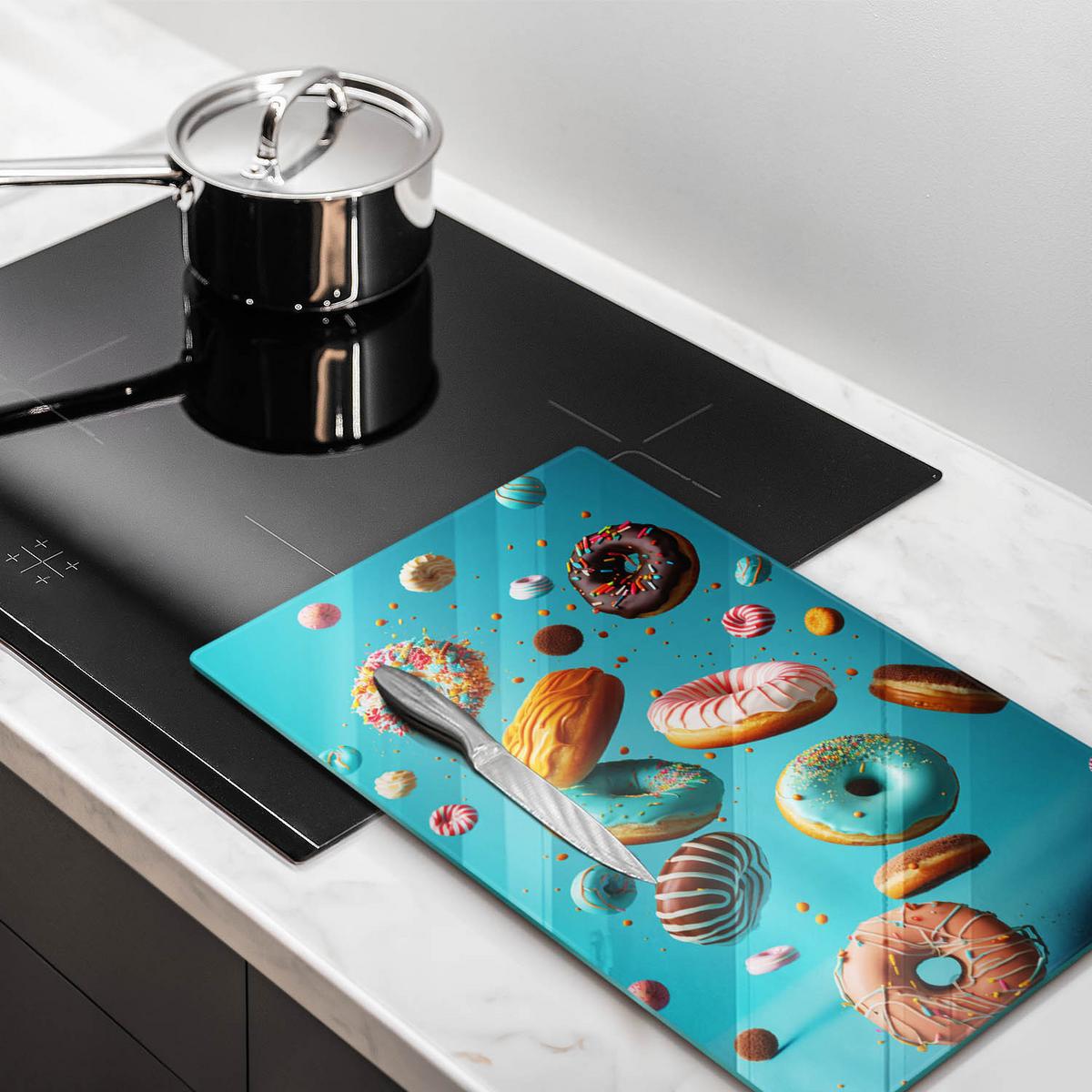 GLASPLATTE 30x52 cm Bunte Donuts - Grau, Glas (30/52cm) - Wallfluent