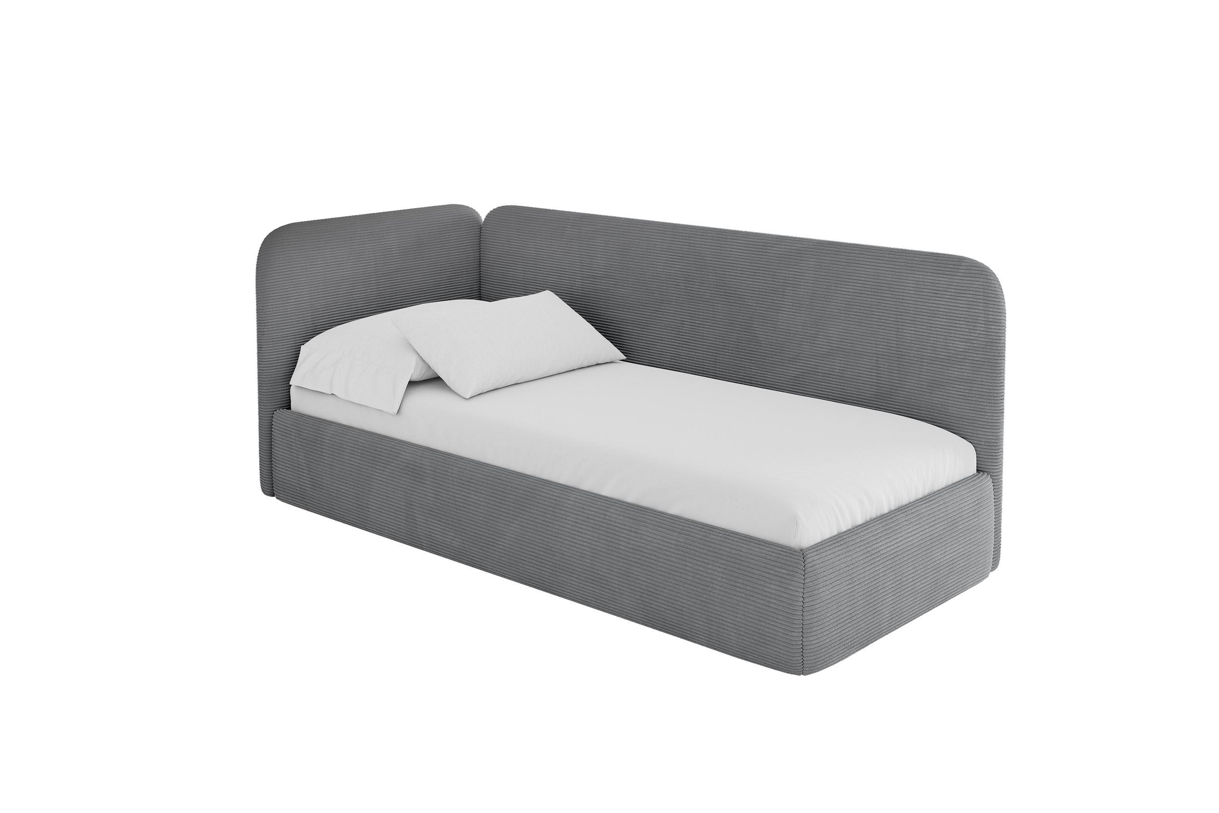 EINZELLBETT Jugendbett mit Bettkasten und Matratze H3/H4, Rechts - ELSY 100x200 Dunkelgrau - Schieferfarben, Holzwerkstoff/Textil (100/200cm) - ALTDECOR