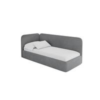 EINZELLBETT Jugendbett mit Bettkasten, Rechts - ELSY 80x200 Dunkelgrau - Schieferfarben, Holzwerkstoff/Textil (80/200cm) - ALTDECOR